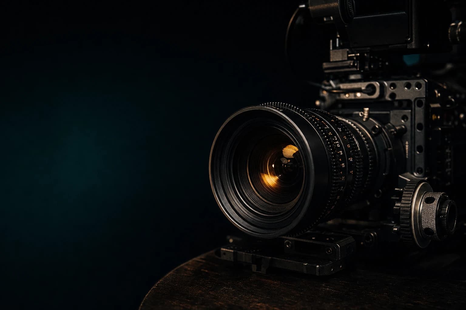 Cinema camera and lens ready for a production